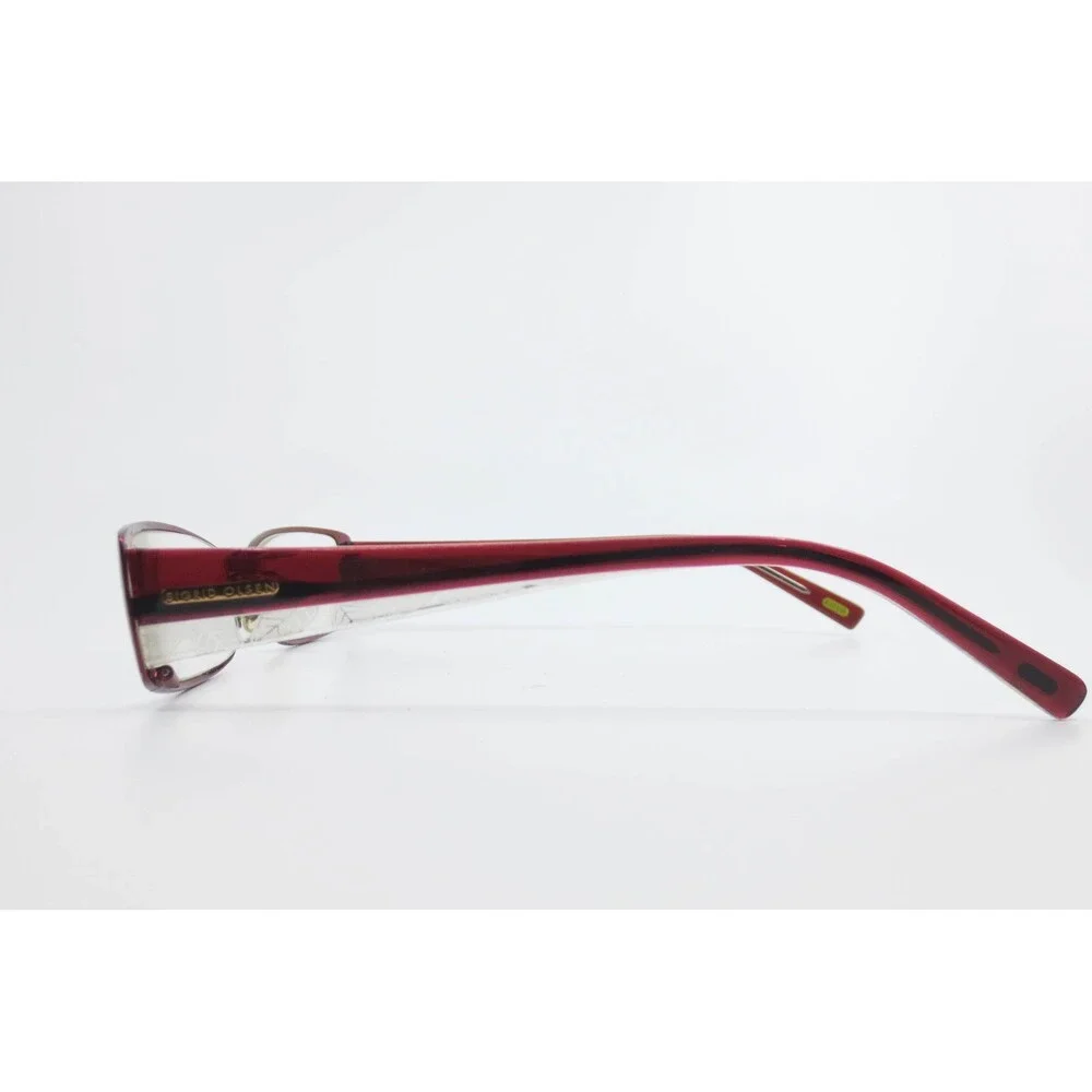 Sigrid Olsen Rubina Red Rectangular Eyeglass Frames 52-16-135 Leaf Pattern 39906